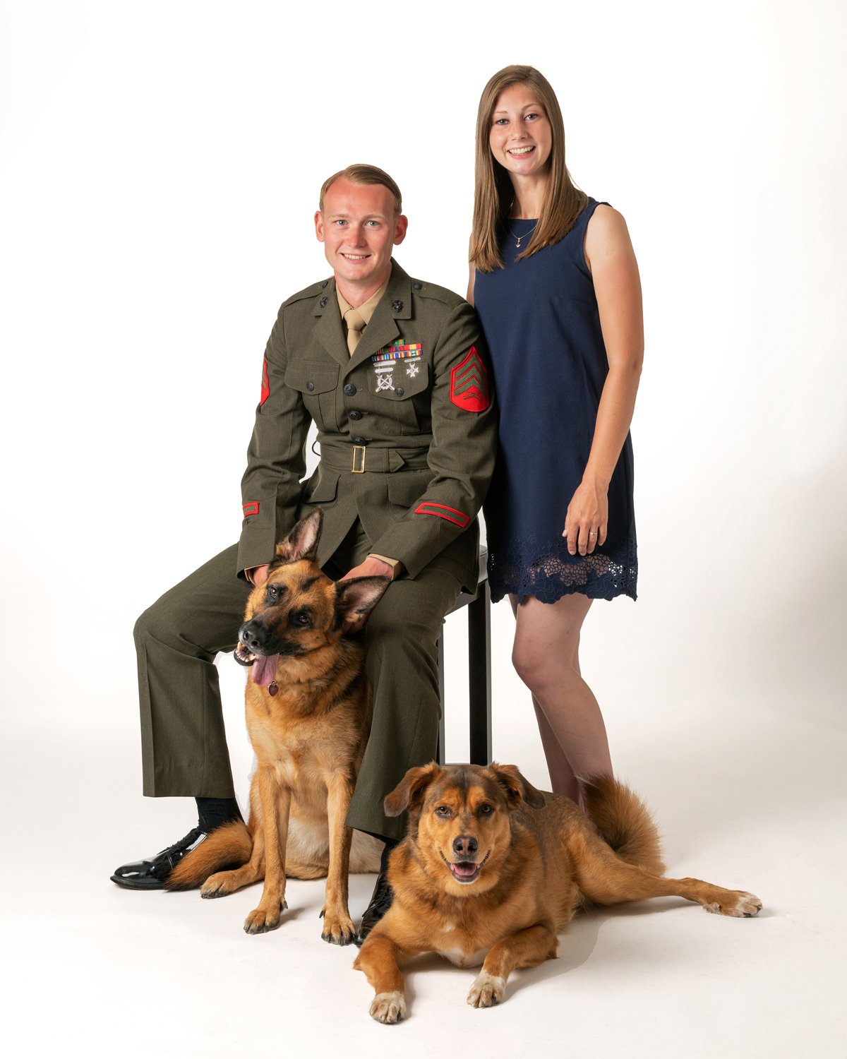 Timeless Couple Photo with Dogs at Studio Near Me in Hampstead, NC